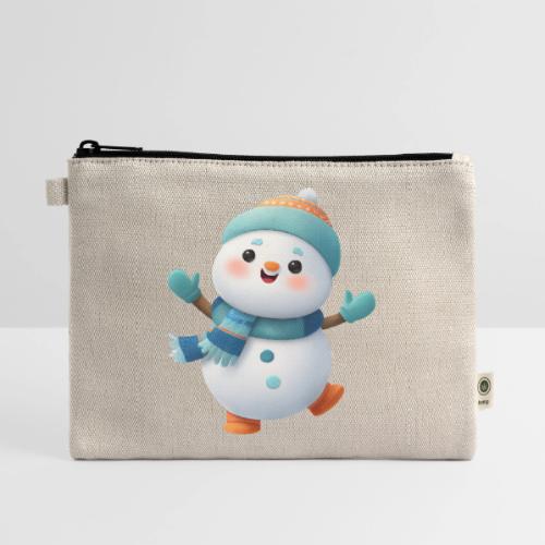 Joyful Cartoon Snowman Arms Up - Hemp Carry All Pouch