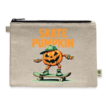 Skateboard pumpkin for Halloween fans - Hemp Carry All Pouch - natural - Front