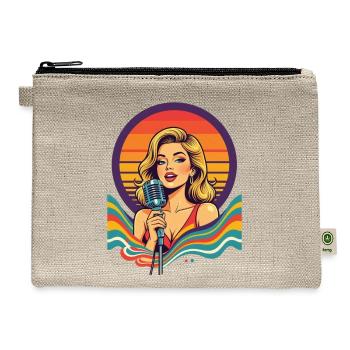 Retro Sunset Diva on Microphone - Hemp Carry All Pouch - natural - Front