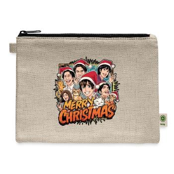 Merry Christmas Crew Manga Characters - Hemp Carry All Pouch - natural - Front
