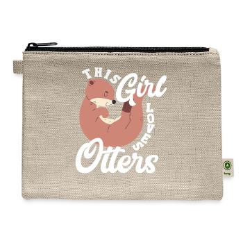 Sea Otter Cartoon Girl - Hemp Carry All Pouch - natural - Front