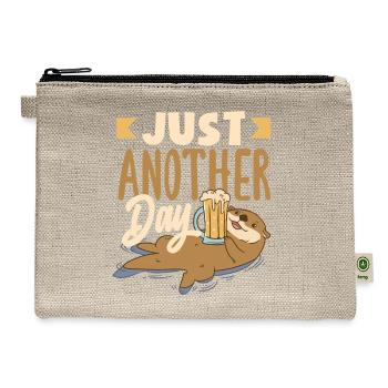 Sea Otter Cartoon Funny Pun Otters - Hemp Carry All Pouch - natural - Front