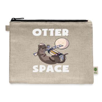 Sea Otter Cartoon Space Pun - Hemp Carry All Pouch - natural - Front