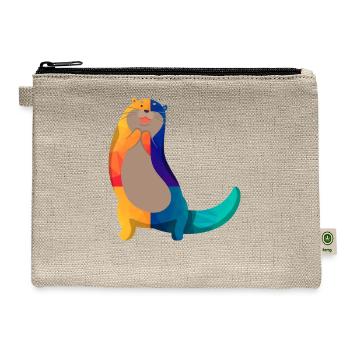 Sea Otter Cartoon - Hemp Carry All Pouch - natural - Front