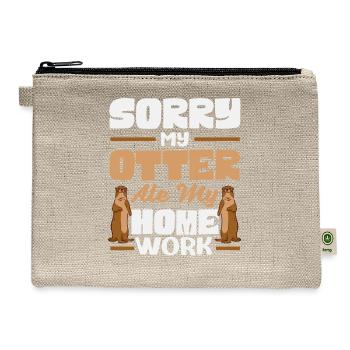 Sea Otter Cartoon - Hemp Carry All Pouch - natural - Front
