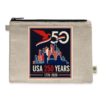 USA 250 Years Skyline Emblem - Hemp Carry All Pouch - natural - Front