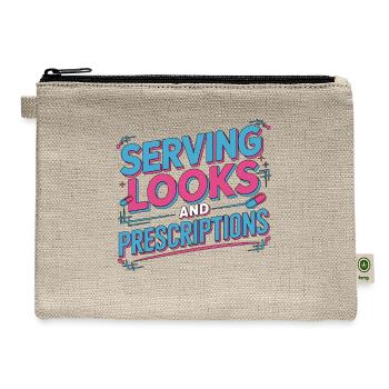 Retail Pharmacist Serving Looks And Pharmacy Care - Hemp Carry All Pouch - natural - Front