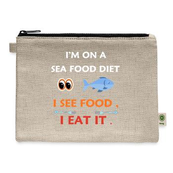 Seafood Diet Pun Tee - Hemp Carry All Pouch - natural - Front