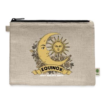 Equinox Moon Sun Floral Emblem - Hemp Carry All Pouch - natural - Front
