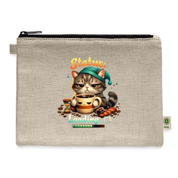 Status Loading – Funny Coffee Cat Morning Mood  - Hemp Carry All Pouch - natural - Front