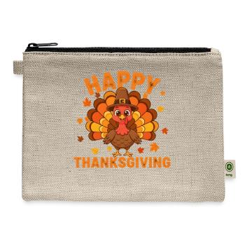 Thanksgiving Turkey Graphic - Hemp Carry All Pouch - natural - Front