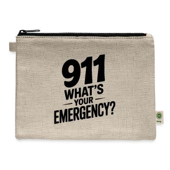 911 What's Your Emergency? - Hemp Carry All Pouch - natural - Front