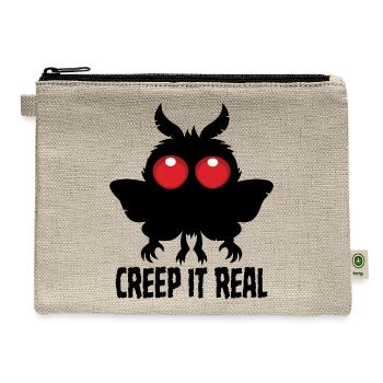 Creep It Real Mysterious Mothman Cryptid - Hemp Carry All Pouch - natural - Front