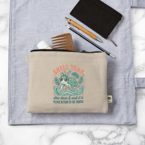 Shell Yeah Sea Turtle Beach Vibes - Hemp Carry All Pouch