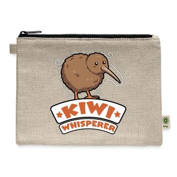 Kiwi Whisperer Badge - Hemp Carry All Pouch - natural - Front