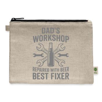 DADS WORKSHOP REPAIRED WITH BEER BEST FIXER Pro - Hemp Carry All Pouch - natural - Front