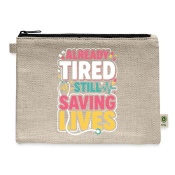 Night Shift Nurse Tired Nurse RN Coffee Surviving - Hemp Carry All Pouch - natural - Front