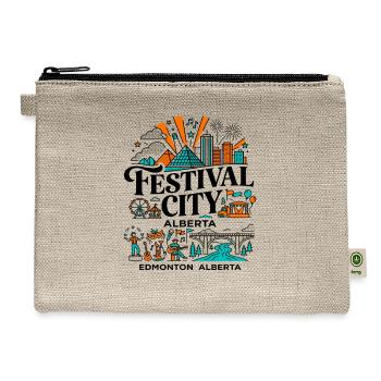 Edmonton Alberta Festival City Skyline Landmarks - Hemp Carry All Pouch - natural - Front