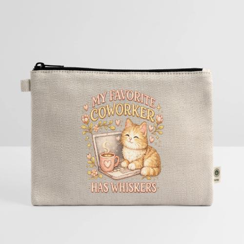 My Favorite Coworker Has Whiskers Faux Stitched - Hemp Carry All Pouch