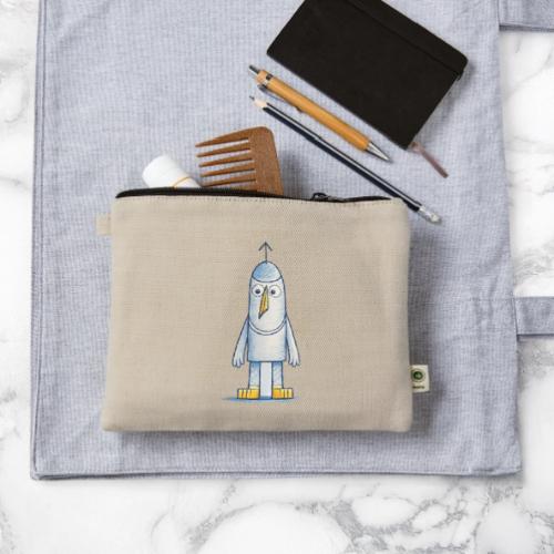 Funny Doodle Bird Character - Hemp Carry All Pouch