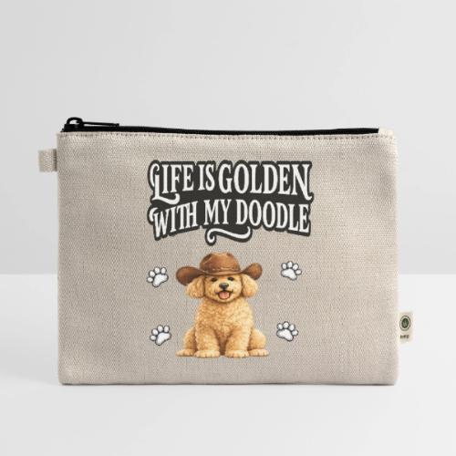 Life Is Golden With My Doodle Cowboy Goldendoodle - Hemp Carry All Pouch