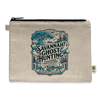 Savannah Georgia Paranormal Ghost Hunting Squares - Hemp Carry All Pouch - natural - Front