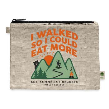 I Walked To Eat More Outdoors, Funny Walking  - Hemp Carry All Pouch - natural - Front