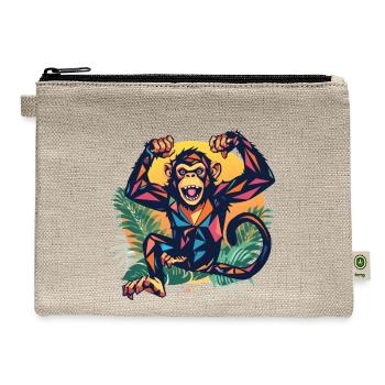 Geometric Jungle Monkey Burst - Hemp Carry All Pouch - natural - Front