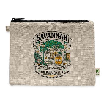 Savannah Georgia Paranormal Ghost Hunting Squares - Hemp Carry All Pouch - natural - Front
