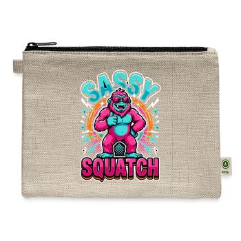  Sassy Squatch Retro Funky Sass Bigfoot Cryptid - Hemp Carry All Pouch - natural - Front