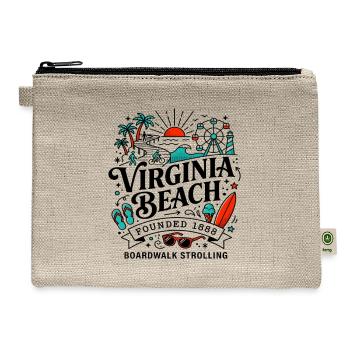 Virginia Beach Boardwalk Strolling Vacation Theme - Hemp Carry All Pouch - natural - Front