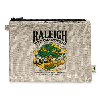 Carolina Pines With North Carolina State Map - Hemp Carry All Pouch - natural - Front