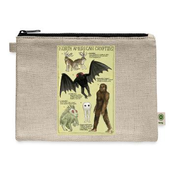 North American Cryptids Poster - Hemp Carry All Pouch - natural - Front