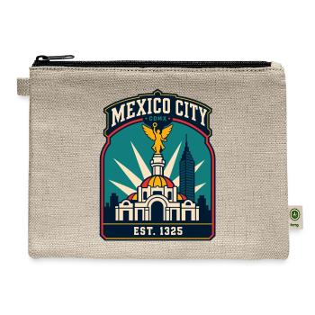 Mexico City CDMX Emblem - Hemp Carry All Pouch - natural - Front