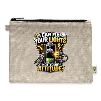 I Can Fix Your Lights Not Your Attitude Electricia - Hemp Carry All Pouch - natural - Front