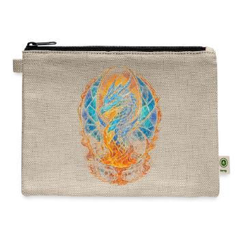 Glass Blowing Stained Glass Dragon - Hemp Carry All Pouch - natural - Front