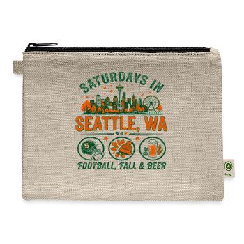 Football Fall Beer Autumn Weekend Skyline View In - Hemp Carry All Pouch - natural - Front