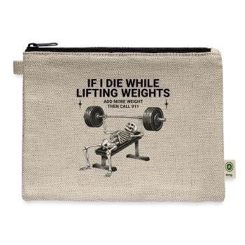 Call 911 Skeleton Bench Press Funny Gym - Hemp Carry All Pouch - natural - Front