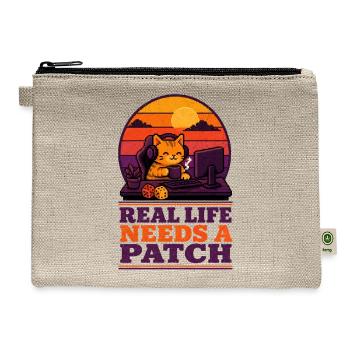 Retro Cat Patch Sunset Desk - Hemp Carry All Pouch - natural - Front