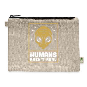 Alien Extraterrestrial Space Humans Aren't Real - Hemp Carry All Pouch - natural - Front