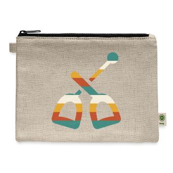 Stirrups Riding Crop Retro Vintage Stripes Horse R - Hemp Carry All Pouch - natural - Front