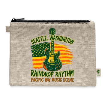 Pacific Seattle Washington Raindrop Rhythm Music - Hemp Carry All Pouch - natural - Front