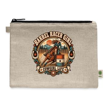 Barrel Racer Girl Cowgirl Life Vintage Rodeo - Hemp Carry All Pouch - natural - Front