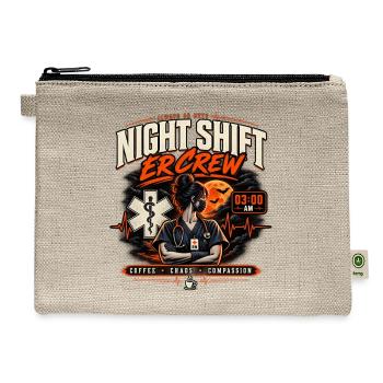 Night Shift ER Crew Nurse Coffee Chaos Compassion  - Hemp Carry All Pouch - natural - Front