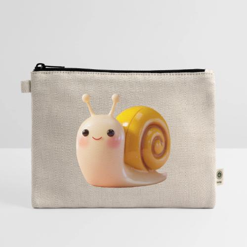 Sweet Cartoon Baby Snail Full of Joy - Hemp Carry All Pouch