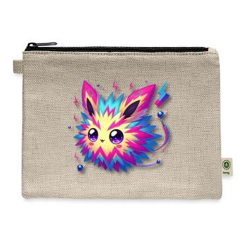 funny cute magnetic fox monster - Hemp Carry All Pouch - natural - Front