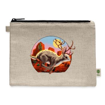 Jackalope Cryptid Rabbit - Hemp Carry All Pouch - natural - Front