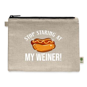 Stop Staring At My Weiner Hotdog Bun Ketchup - Hemp Carry All Pouch - natural - Front