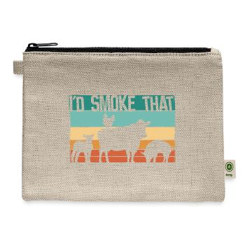 I smoke that- retro barbecue smoker - Hemp Carry All Pouch - natural - Front