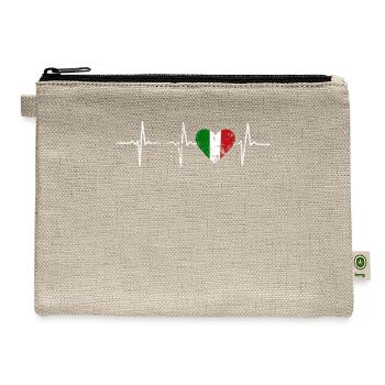Heartbeat ECG Heartbeat Italy Flag Gift - Hemp Carry All Pouch - natural - Front